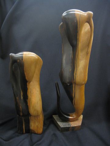 2 Art Moderne Carved Wooden