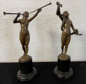 2 ART NOUVEAU BRONZE NUDE SCUL
