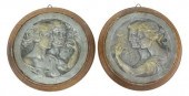 (2) ART NOUVEAU CAST METAL BAS