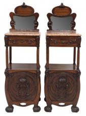 (2) ART NOUVEAU MARBLE-TOP MAH