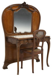 (2) ART NOUVEAU MIRRORED MAHOG