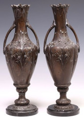 (2) ART NOUVEAU PATINATED SPEL