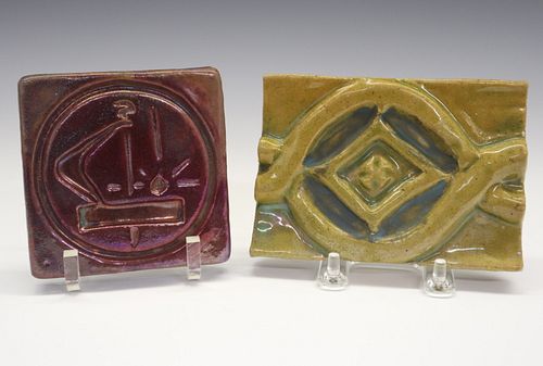 2 ART POTTERY TILESTwo 20th Century
