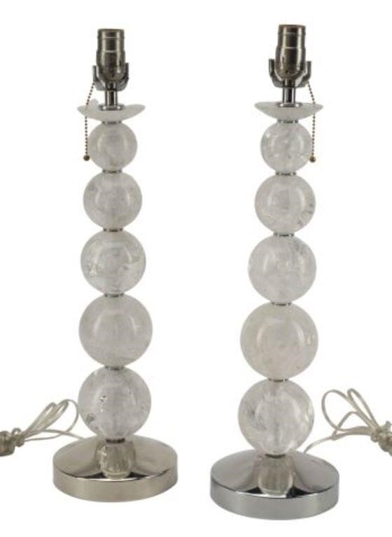 (2) ARTE MODERNE STYLE ROCK CRYSTAL
