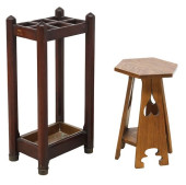 (2) ARTS &AMP; CRAFTS OAK TABO