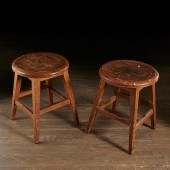 (2) ARTS & CRAFTS OAK STOOLS,