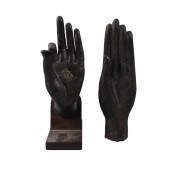 2 ASIAN BRONZE BUDDHA HAND STA