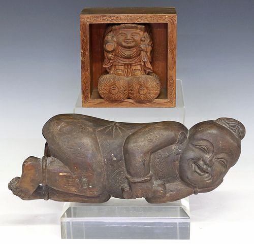 (2) ASIAN CARVED FIGURES, CHINESE