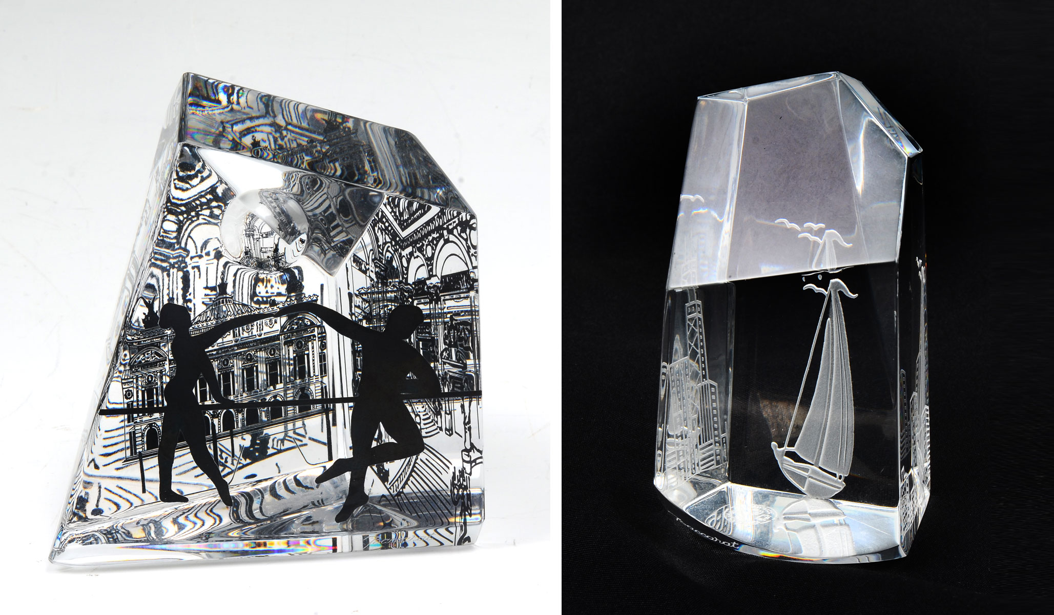 2 BACCARAT ART GLASS