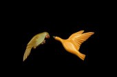 2 BAKELITE BIRD PINS PARROT AN