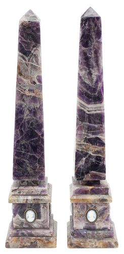 (2) BANDED PURPLE SEMIPRECIOUS