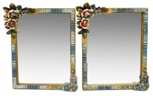 (2) BARBOLA FLORAL BEVELED EASEL