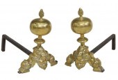 (2) BAROQUE STYLE BRASS CHENET