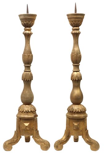 (2) BAROQUE STYLE GILT PAINTED