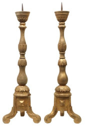(2) BAROQUE STYLE GILT PAINTED