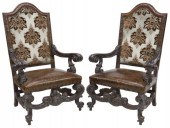(2) BAROQUE STYLE HIGHBACK LEA