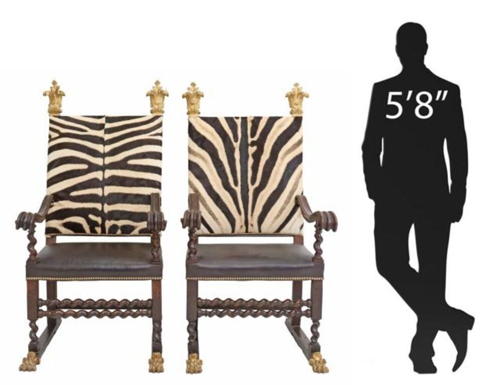 (2) BAROQUE STYLE HIGHBACK ZEBRA