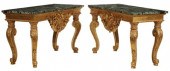 (2) BAROQUE STYLE MARBLE-TOP G