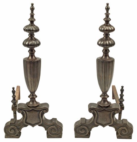(2) BAROQUE STYLE PATINATED