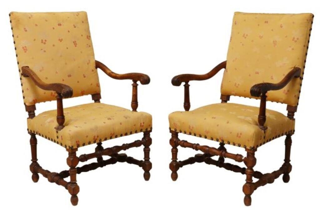 (2) BAROQUE STYLE UPHOLSTERED
