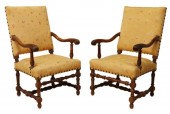 (2) BAROQUE STYLE UPHOLSTERED
