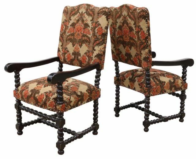 (2) BAROQUE STYLE UPHOLSTERED