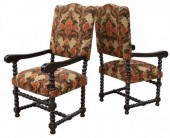 (2) BAROQUE STYLE UPHOLSTERED