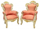 2) BAROQUE STYLE UPHOLSTERED P