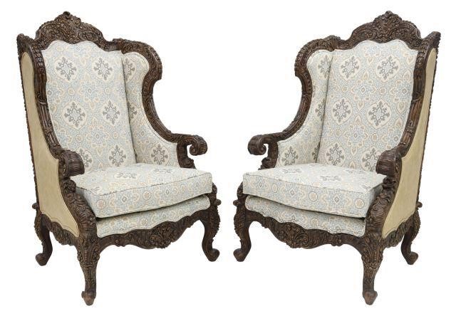 (2) BAROQUE STYLE UPHOLSTERED