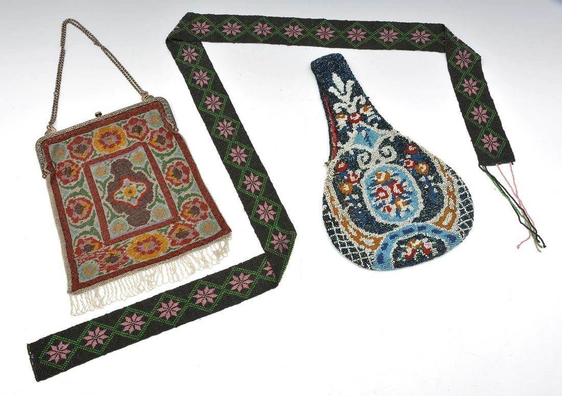 2 BEADED PURSES AND A BEADED