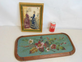 2 BEADWORK PIECES, FLORAL BEAD