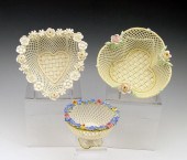 2 BELLEEK PORCELAIN WOVEN BASK