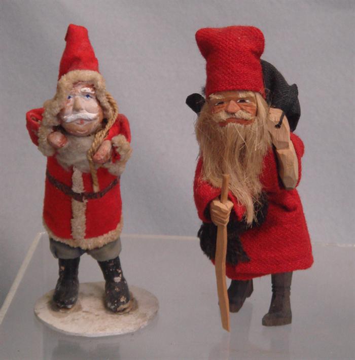 2 belsnickles, one wooden with