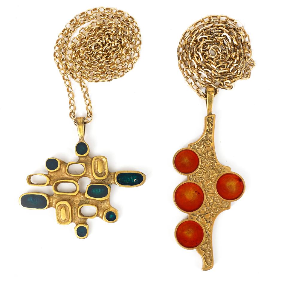 2 BERNARD CHAUDRON BRASS & ENAMEL