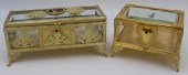 (2) BEVELED GLASS GILT METAL J