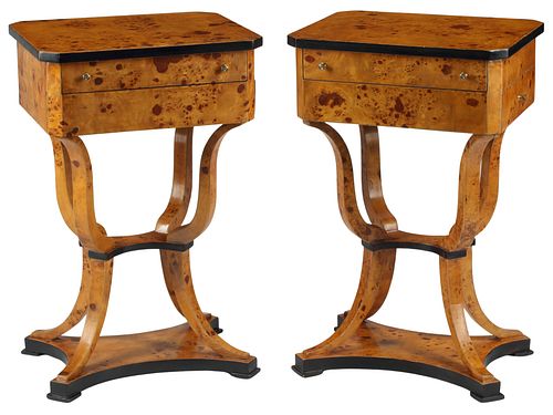 (2) BIEDERMEIER STYLE BURLWOOD