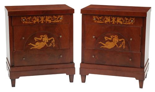(2) BIEDERMEIER STYLE MARQUETRY