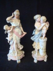 2 Bisque Figurines Signed R. M