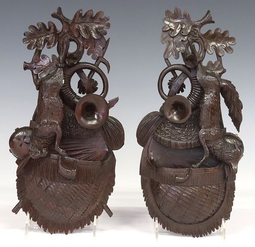 (2) BLACK FOREST CARVED GAME TROPHY