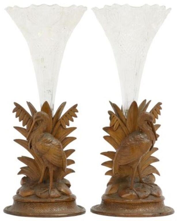 (2) BLACK FOREST CARVED WALNUT &