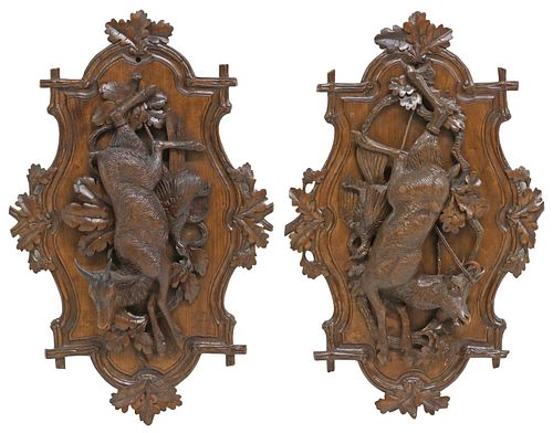 (2) BLACK FOREST FINELY CARVED