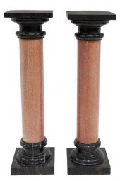 (2) BLACK MARBLE & RED GRANITE