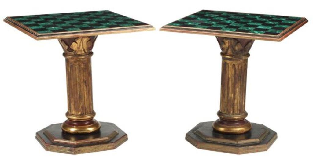 (2) BLACK ONYX & MALACHITE TILED