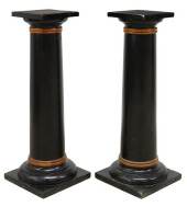 (2) BLACK PAINTED COLUMNAR WOO