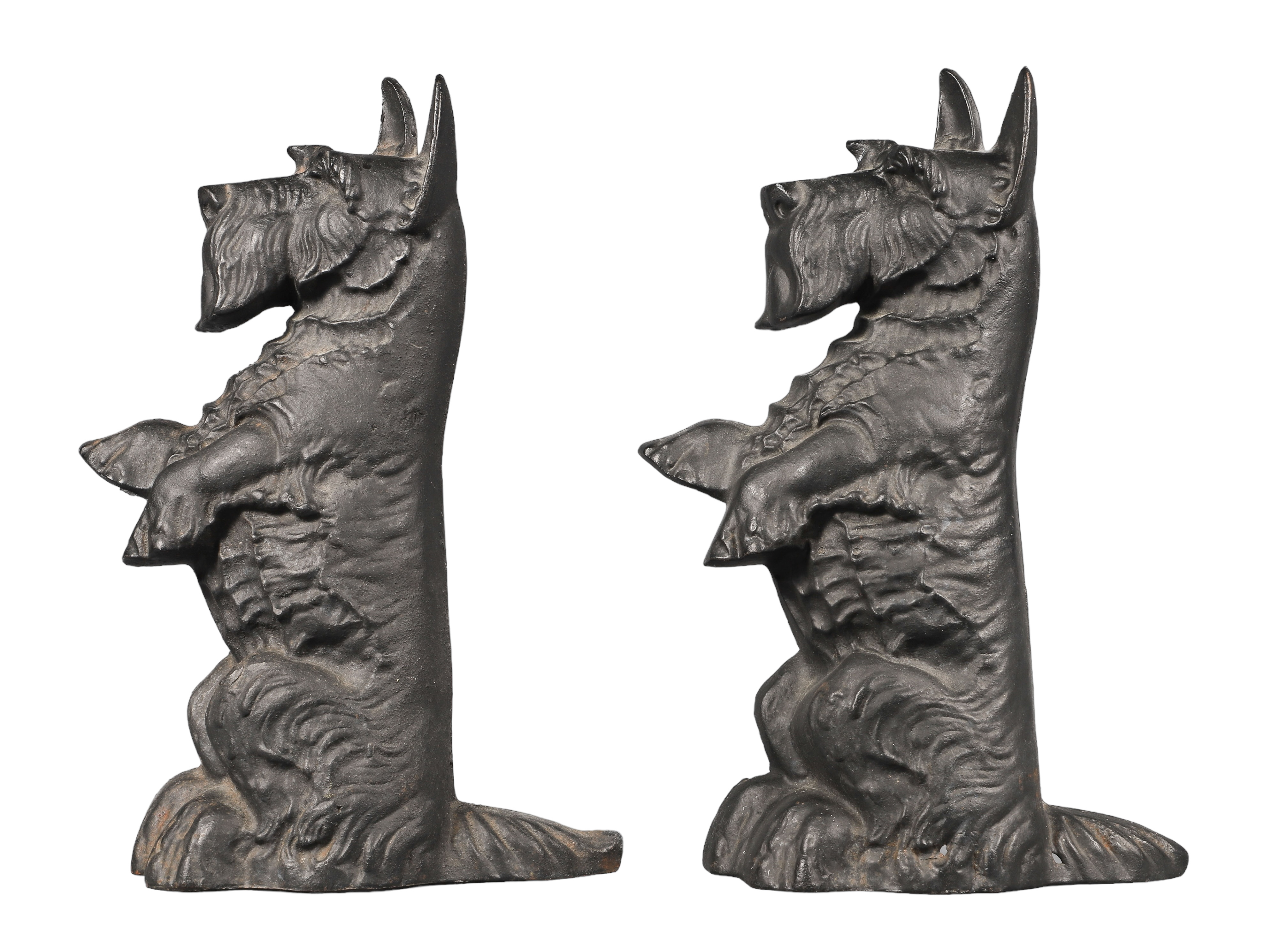 (2) Black Painted Iron Scottie