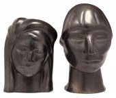 (2) BLACKWARE POTTERY BUSTS, O