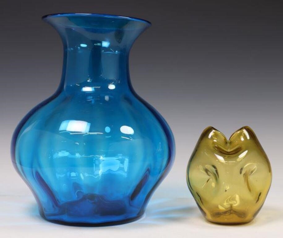 (2) BLENKO (ATTRIB) COLORED BLOWN
