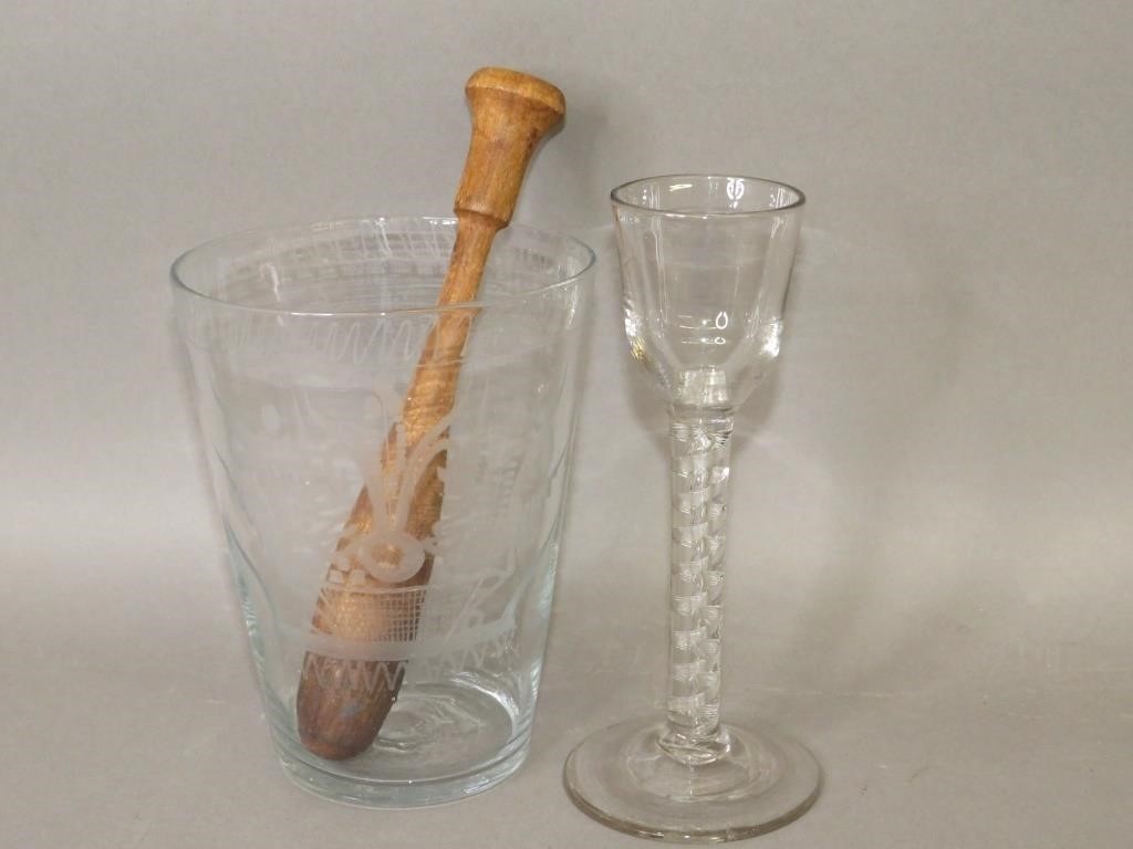2 BLOWN UNCOLORED GLASS BEVERAGE