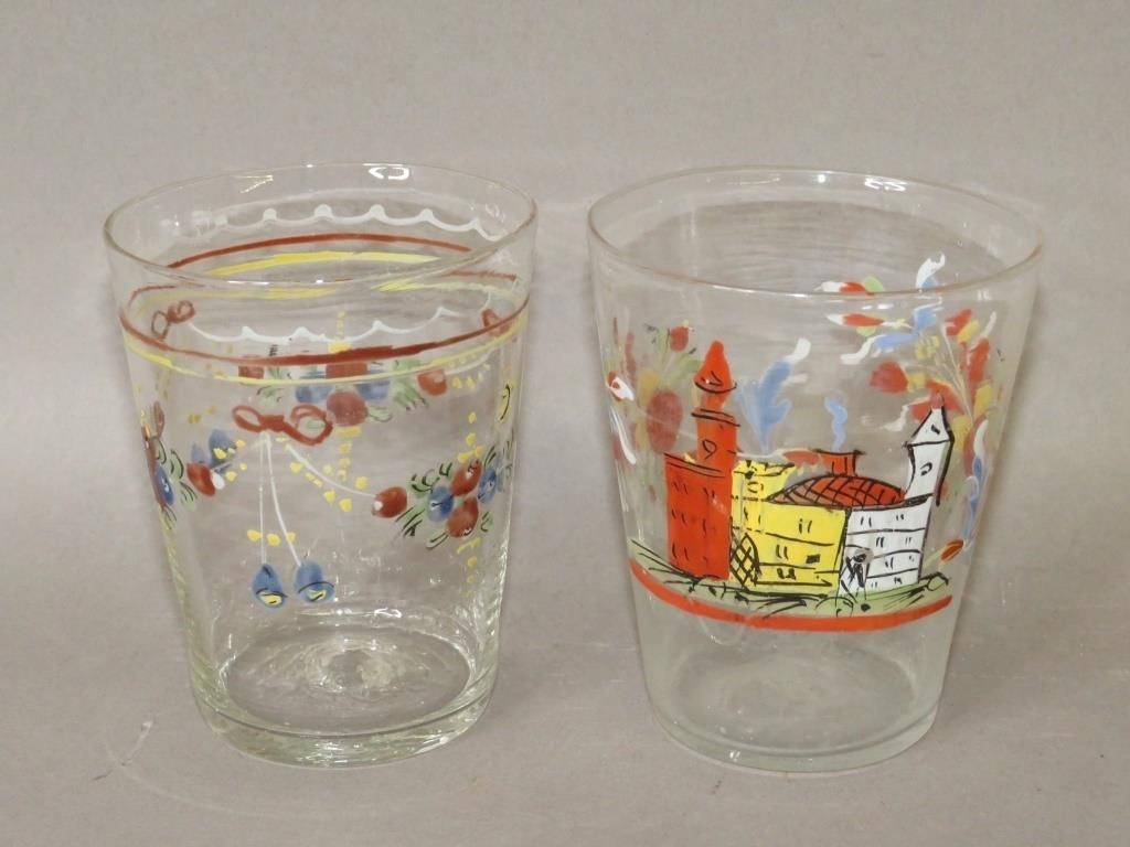 2 BLOWN UNCOLORED GLASS STIEGEL