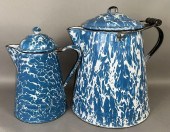 2 BLUE AGATE COFFEE POTS CA. 1